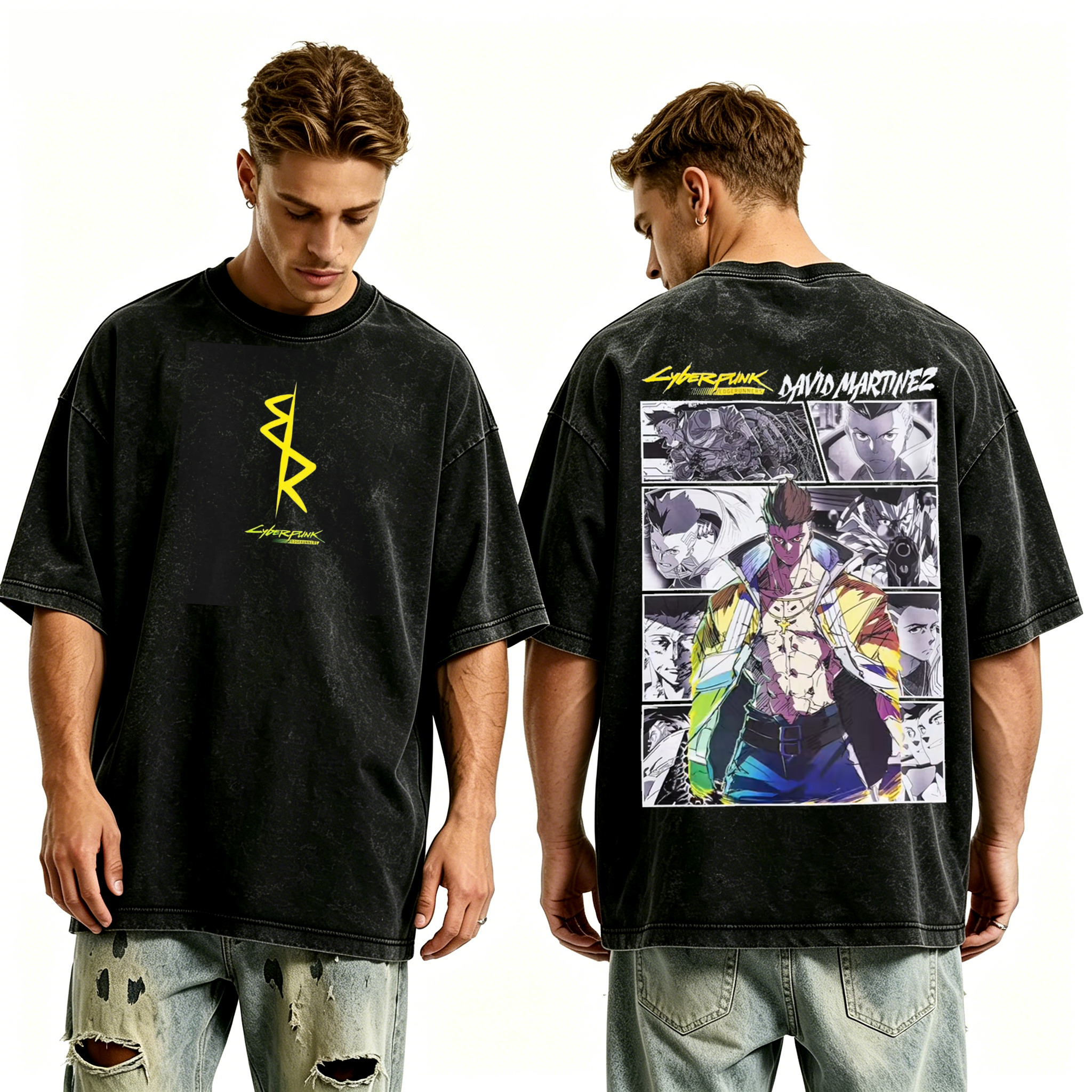 Cyberpunk Edgerunners Anime Unisex Washed T-Shirt