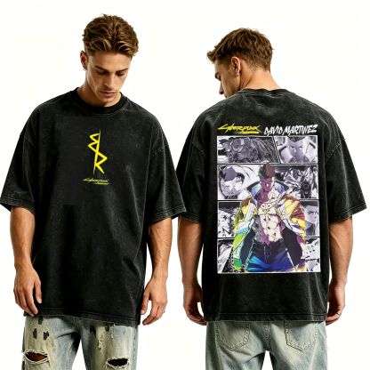 Cyberpunk Edgerunners Anime Unisex Washed T-Shirt