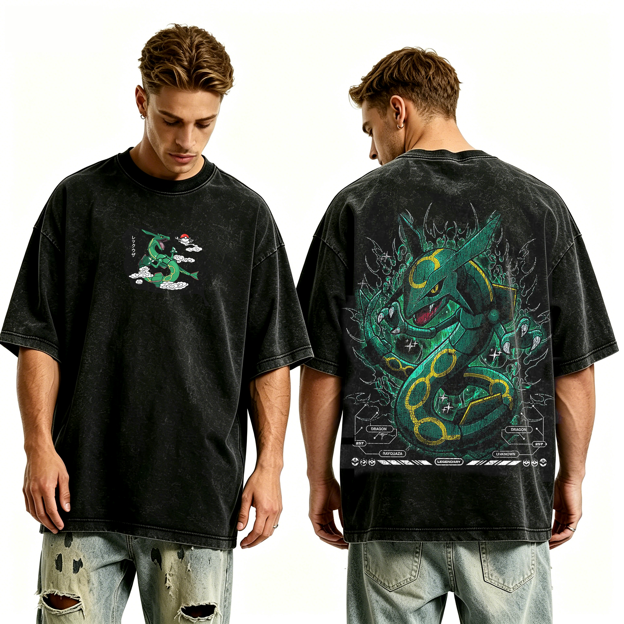 Rayquaza Pokemon Washed T-shirt/Crewneck/Hoodie