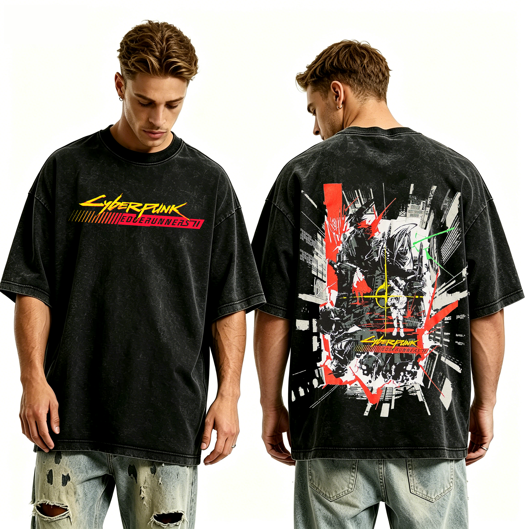 Cyberpunk Edgerunners 2 Graphic Graphic Unisex Washed T-Shirt