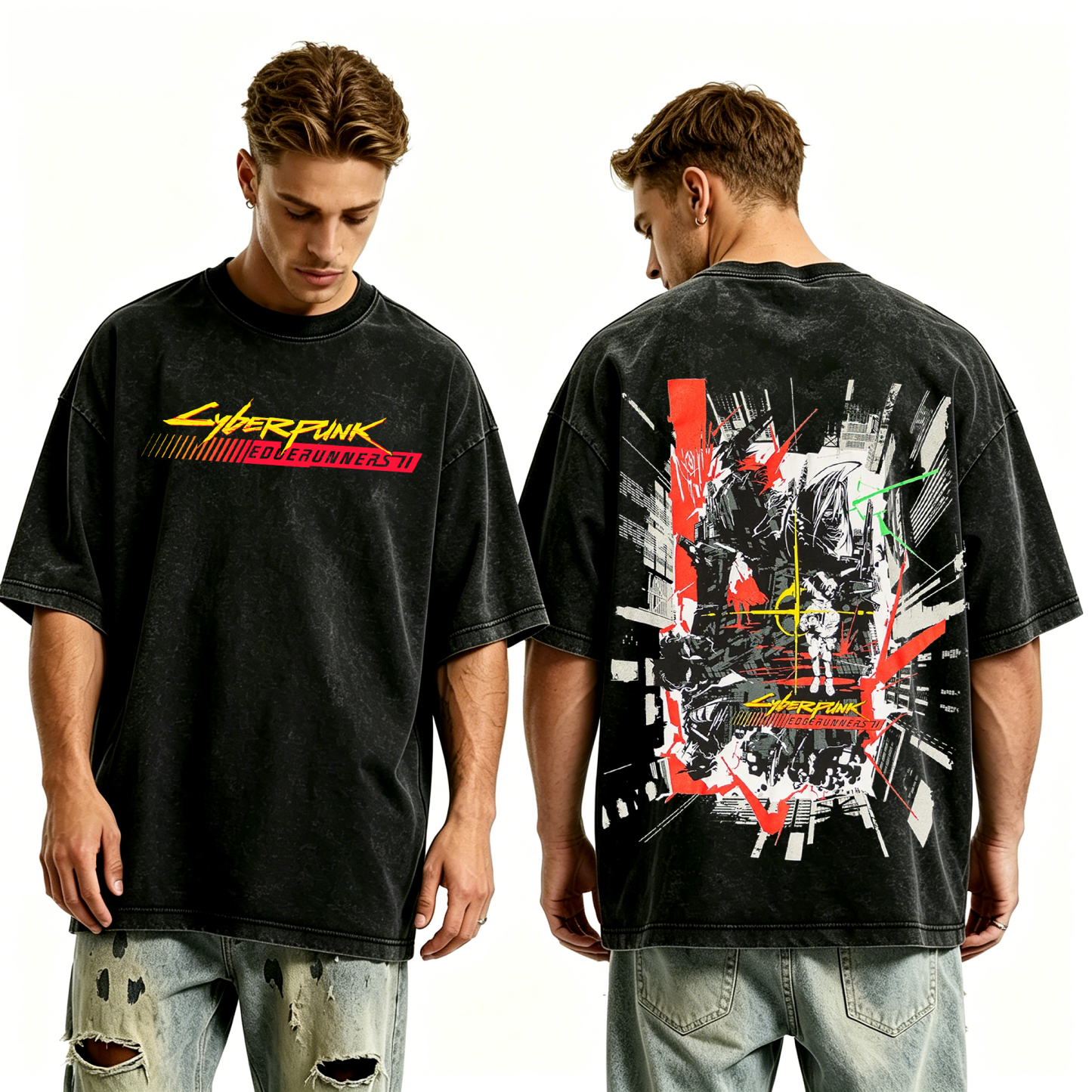Cyberpunk Edgerunners 2 Graphic Graphic Unisex Washed T-Shirt