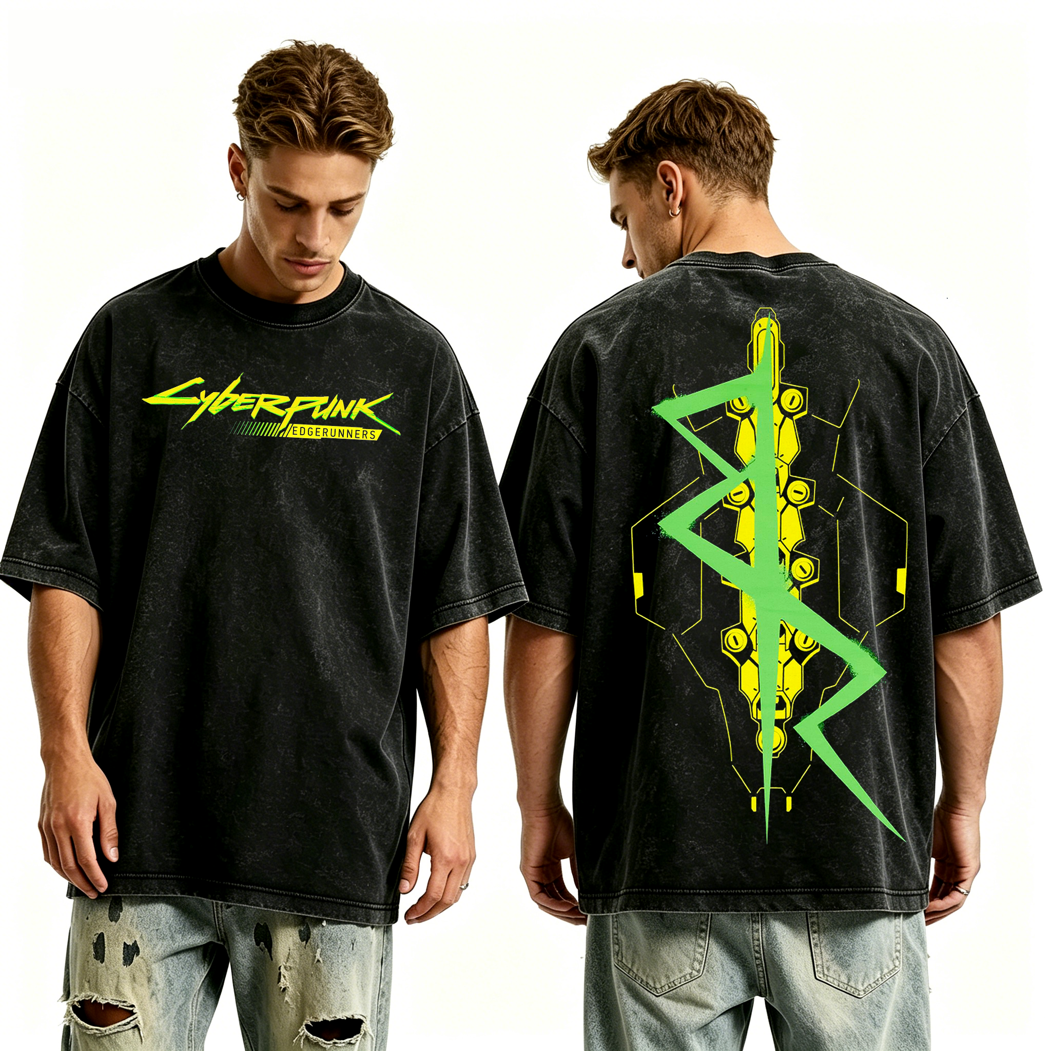 Cyberpunk Edgerunners David inspired Graphic Unisex Washed T-Shirt