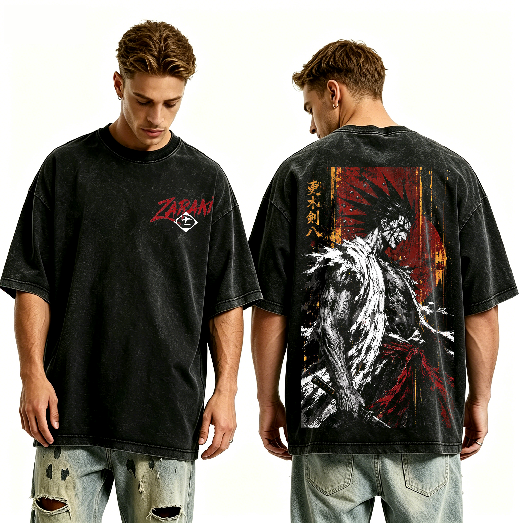 Kenpachi Bleach Anime Unisex Washed T-Shirt