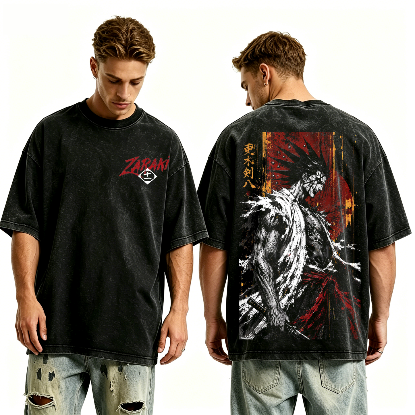 Kenpachi Bleach Anime Unisex Washed T-Shirt