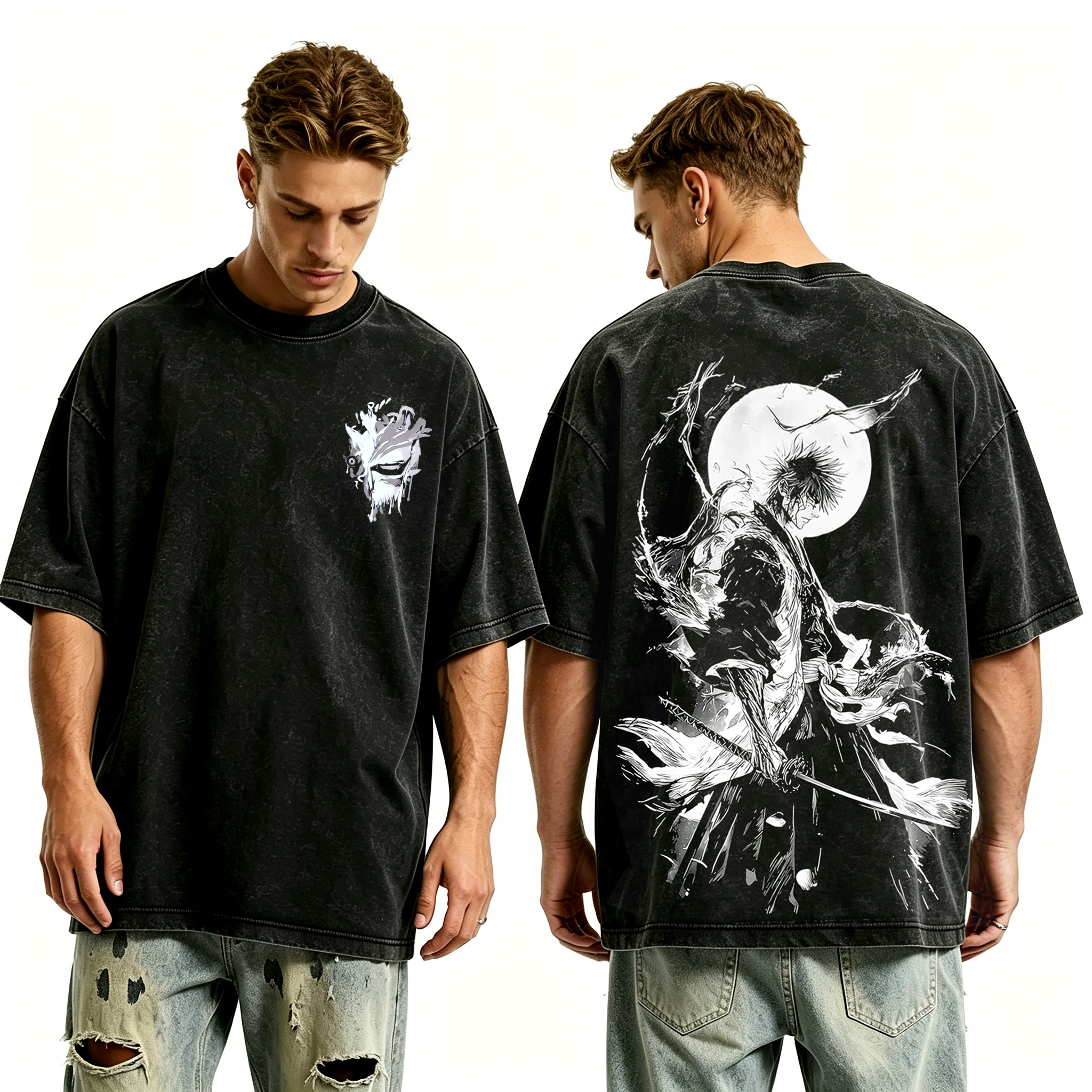 Ichigo Kurosaki Bleach Anime inspired Graphic Unisex Washed T-Shirt