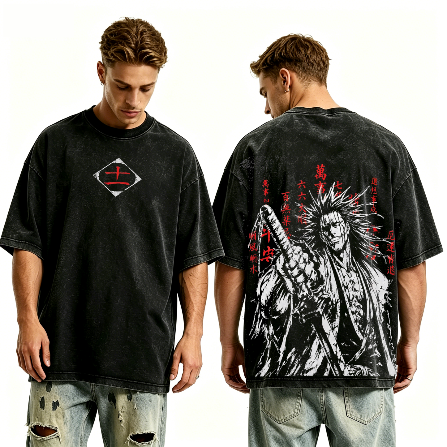 Kenpachi Zaraki Bleach Anime Unisex Washed T-Shirt