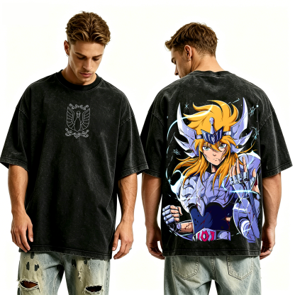 Cygnus Hyoga Saint Seiya  Anime Unisex Washed T-Shirt