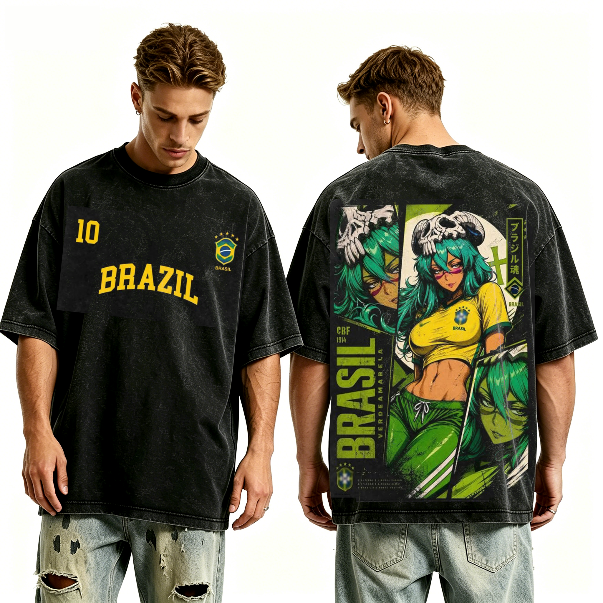 Nelliel Tu Odelschwanck Brazil CBF 1914 Brasil Verdeamarela O Futebol e a nossa Unisex Washed T-Shirt