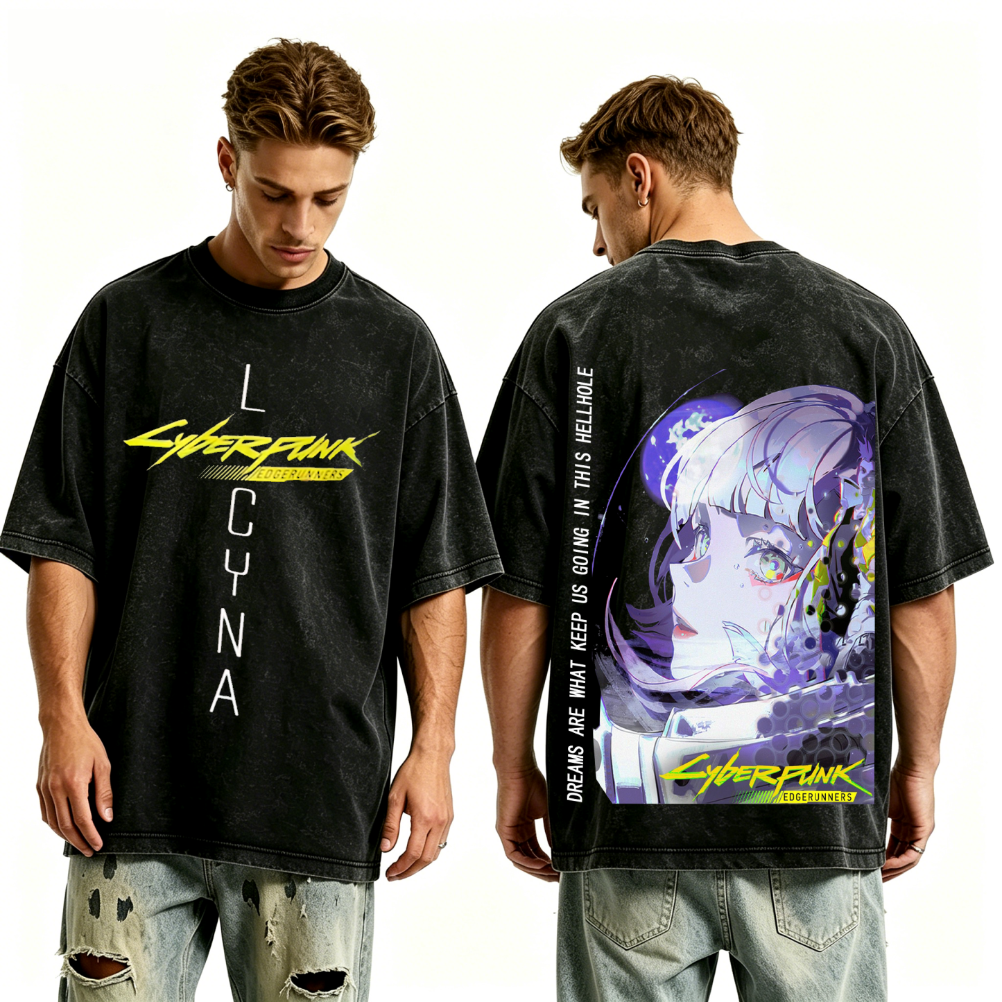 Lucy Cyberpunk Edgerunners  Unisex Washed T-Shirt