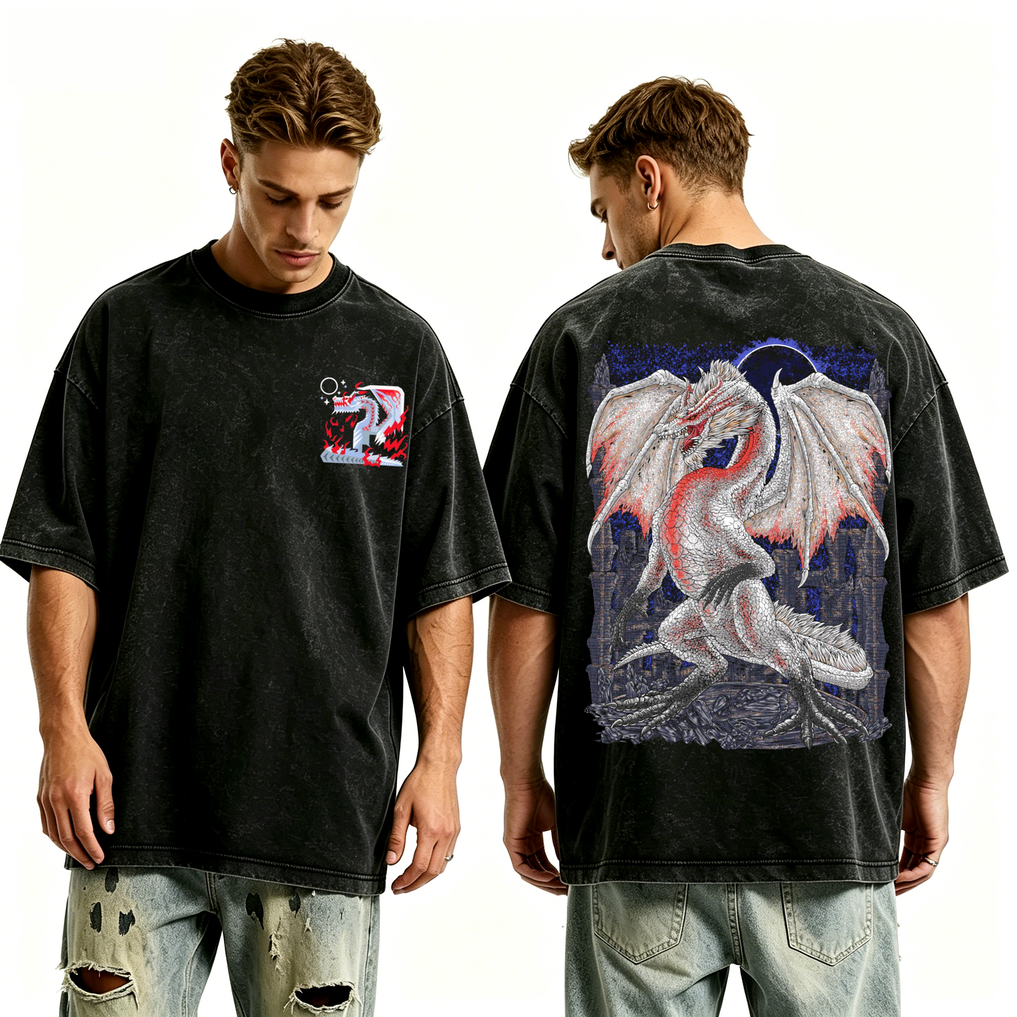White Fatalis Monster Hunter Unisex Washed T-Shirt