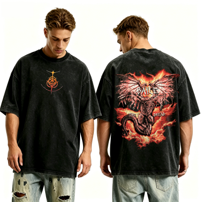 Elden Ring Dragon Game Unisex Washed T-Shirt