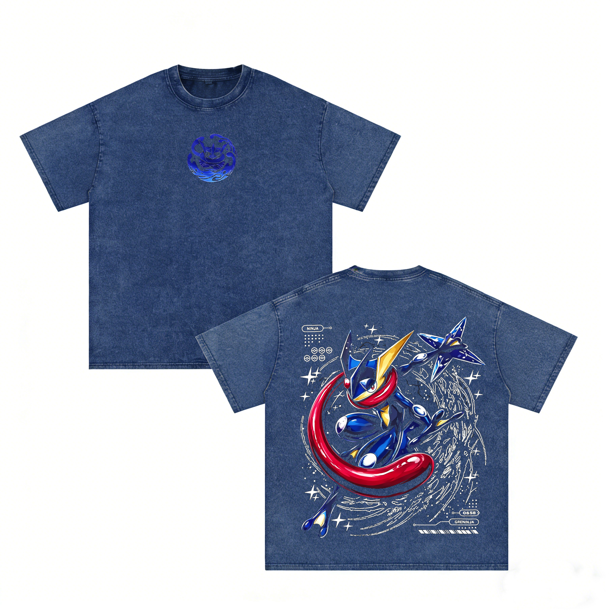 Retro Greninja Pokemon Anime  Unisex Washed T-Shirt