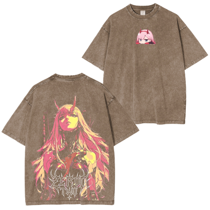 Zero Two,Darling in the Franxx  Anime Unisex Washed T-Shirt