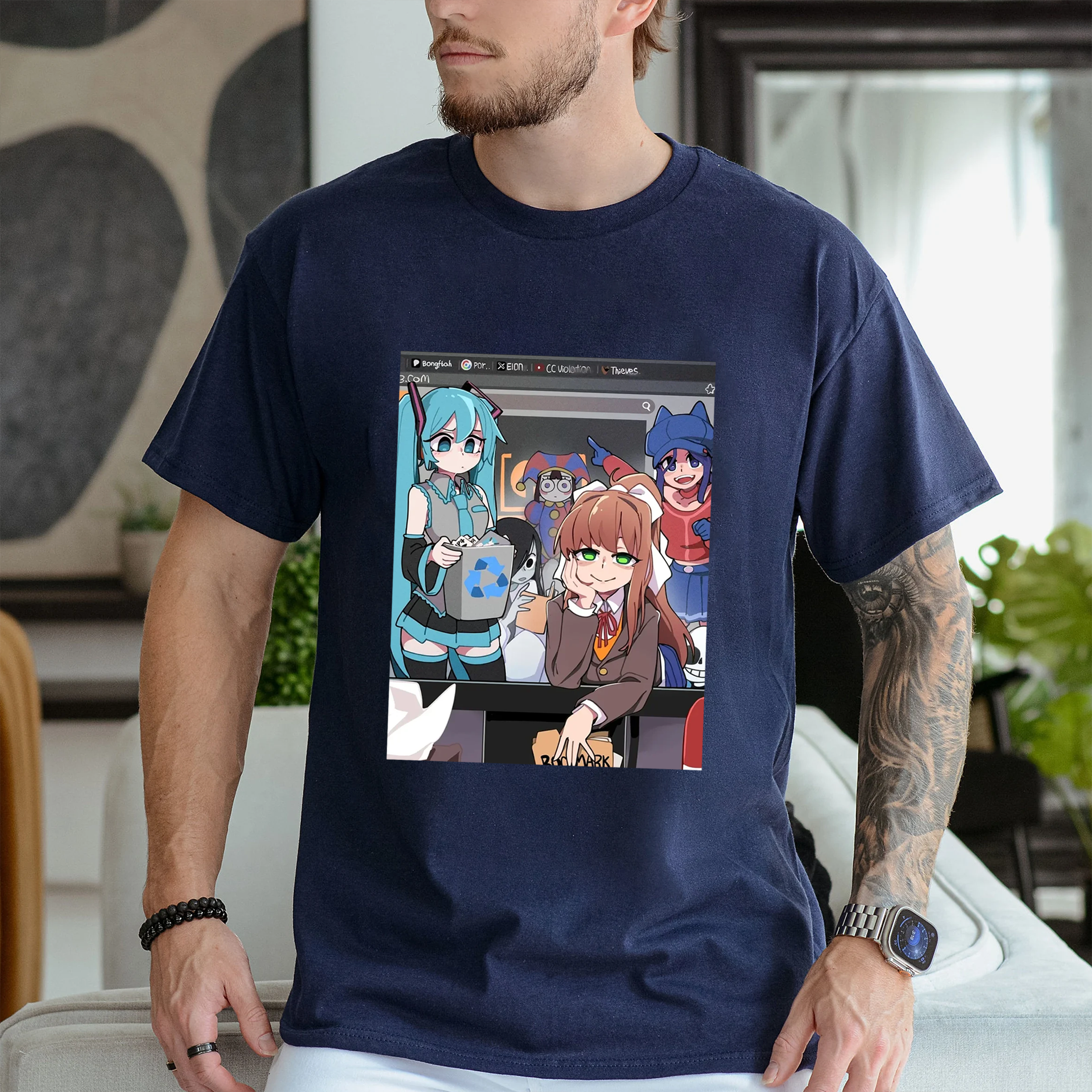 Miku and Doki Doki Literature Club Unisex T-shirt/Crewneck/Hoodie