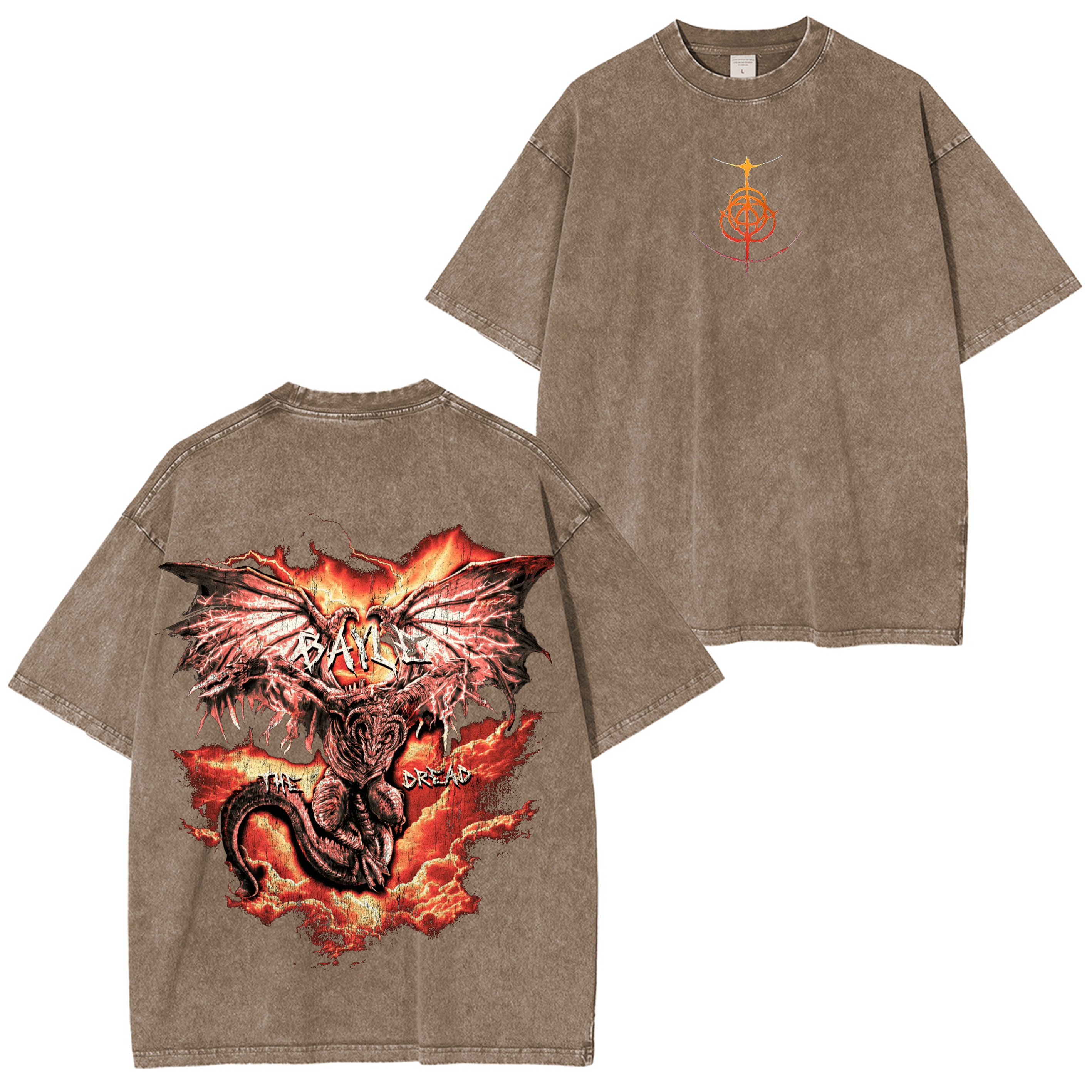 Elden Ring Dragon Game Unisex Washed T-Shirt