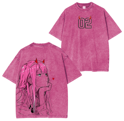 Darling in the franxx Zero Two anime Unisex Washed T-Shirt
