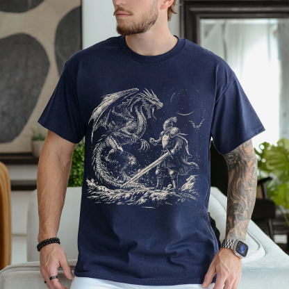 Dragon and Knight Shirt Dark Fantasy Graphic Unisex T-shirt/Crewneck/Hoodie