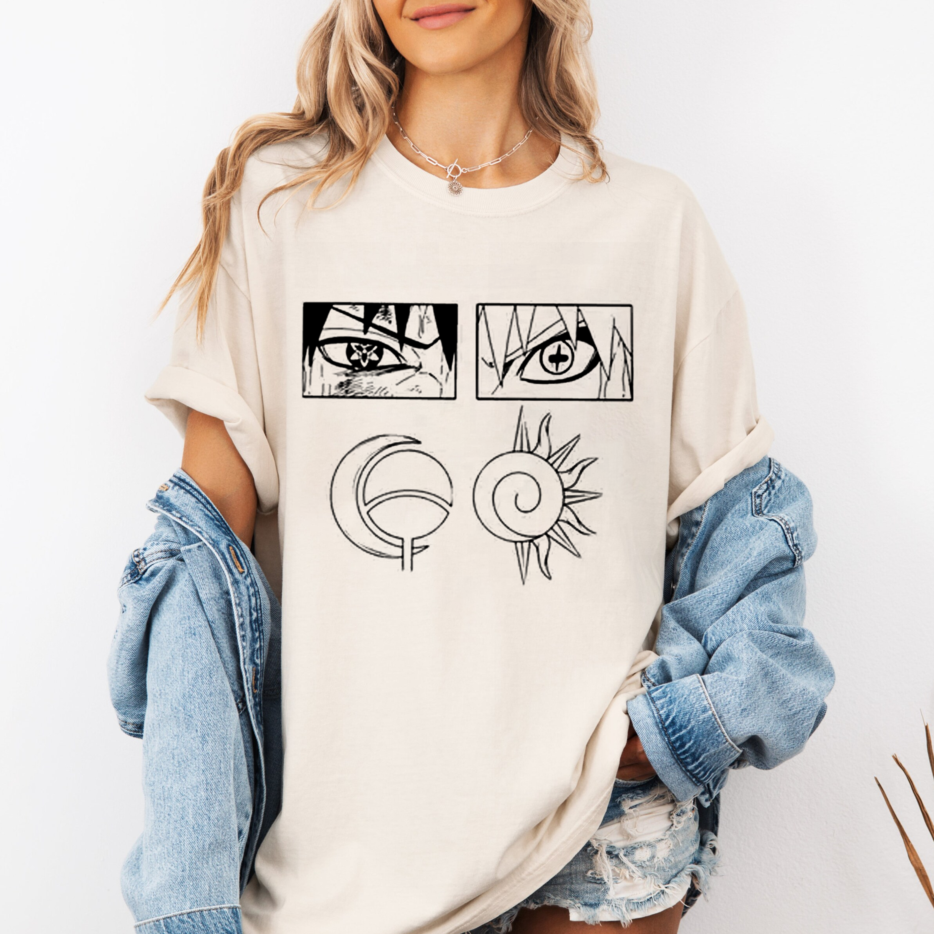 Naruto And Sasuke Clan Eyes Graphic Oversize Unisex Shirts/Crewneck/Hoodie
