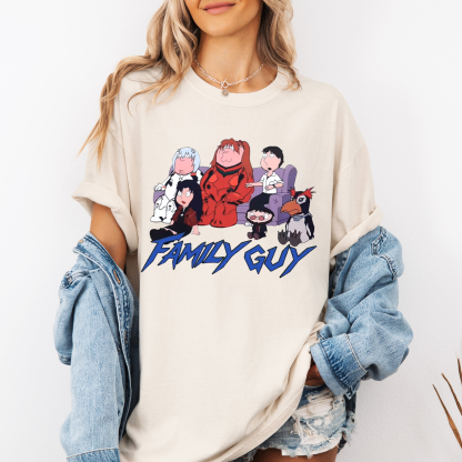 Family Guy x Evangelion Anime Funny Graphic Oversize Unisex Shirts/Crewneck/Hoodie