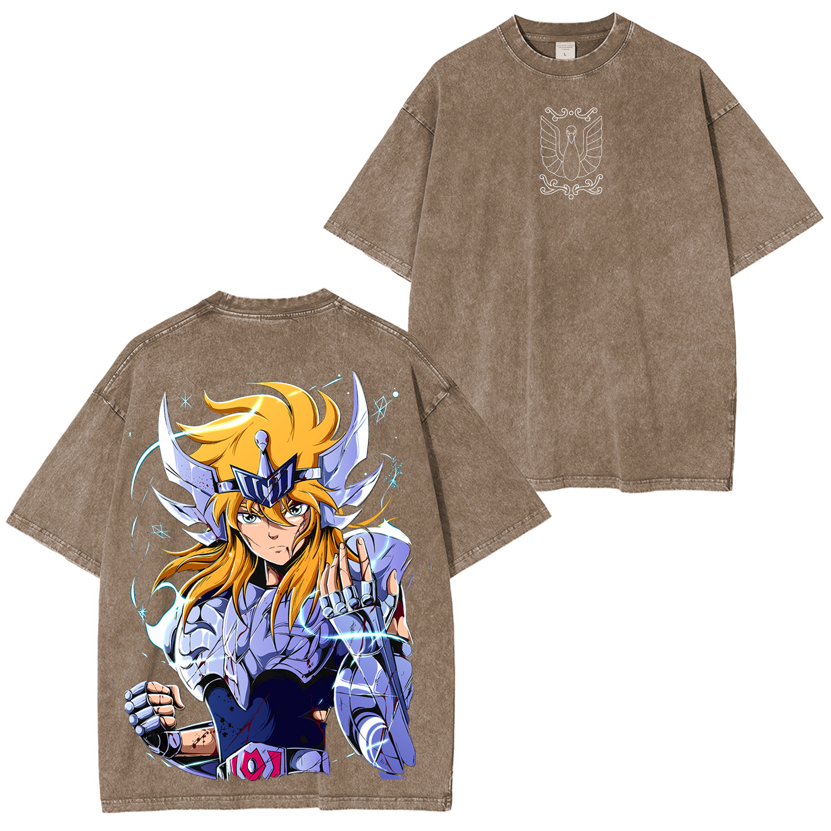 Cygnus Hyoga Saint Seiya  Anime Unisex Washed T-Shirt