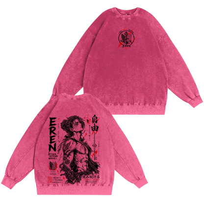Attack on Titan Eren Jeager Washed T-shirt/Crewneck/Hoodie