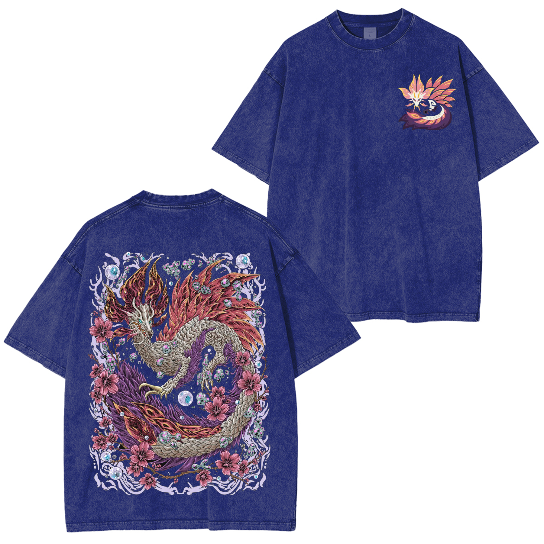 Mizutsune the Bubble Fox Leviathan Unisex Washed T-Shirt