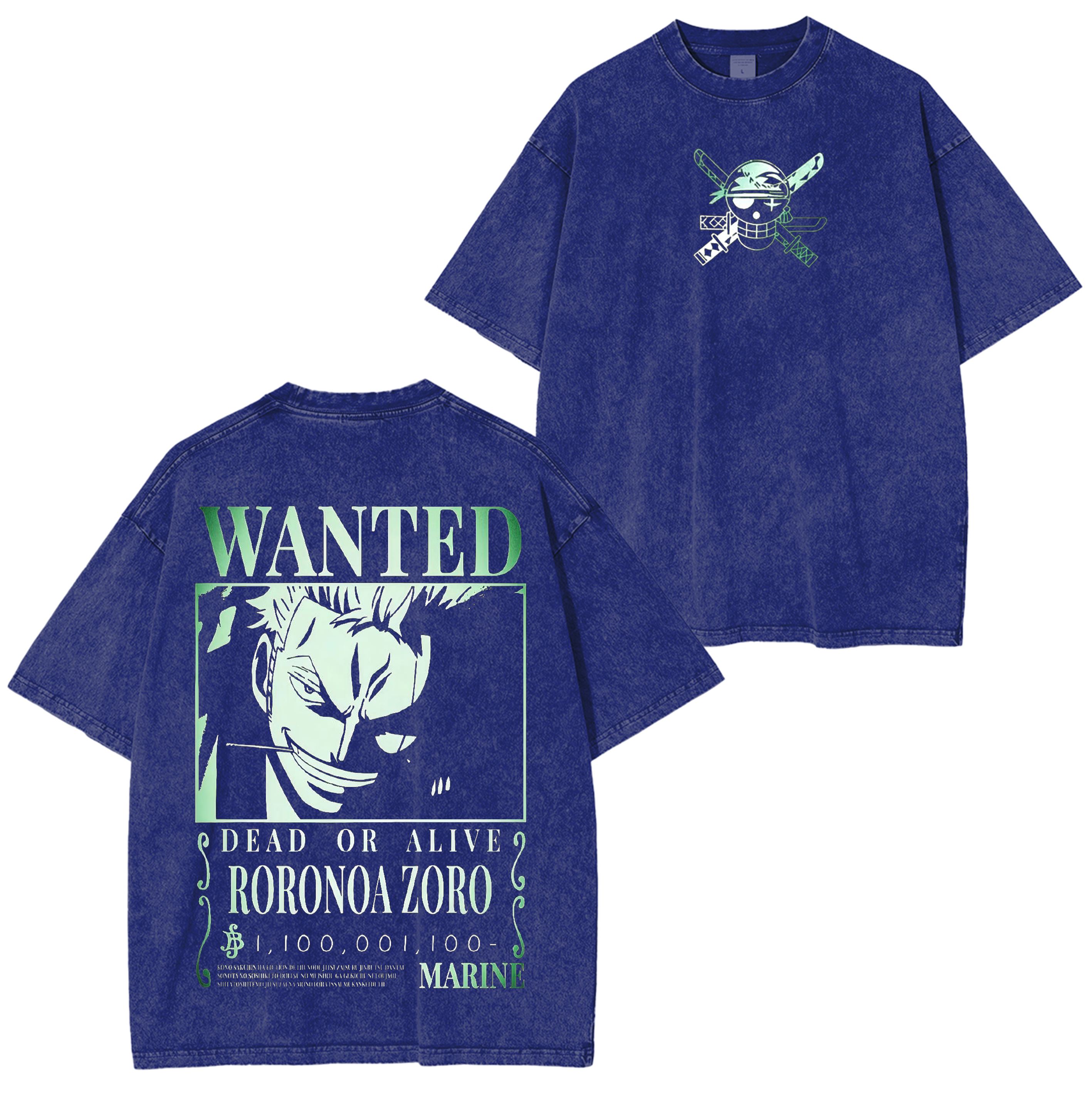 One Piece Shirt -Zoro Wanted Anime Unisex Washed T-Shirt