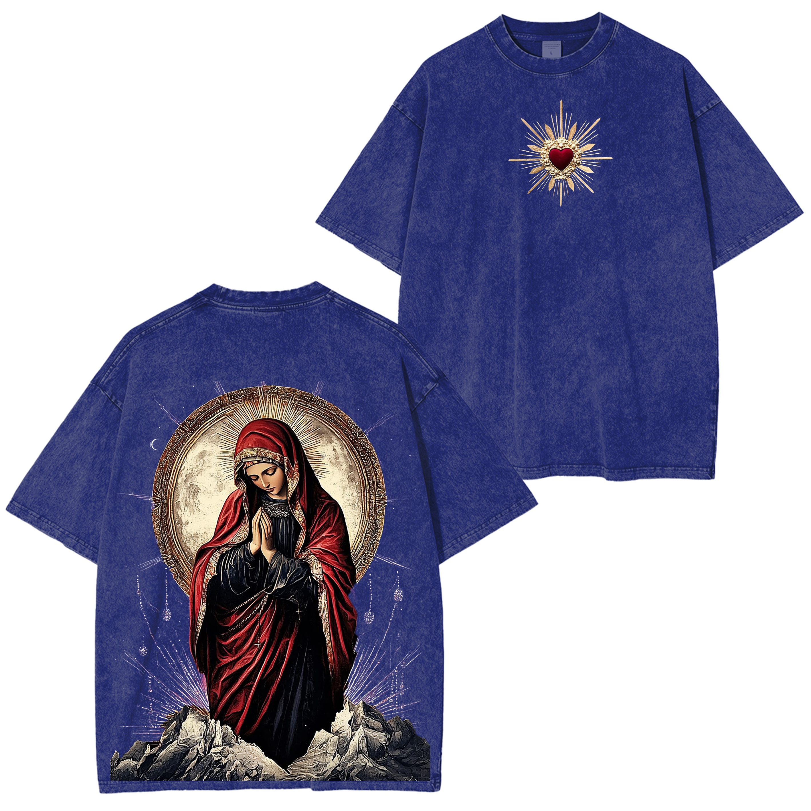 Sacred Heart Virgin Mary Unisex Washed T-Shirt