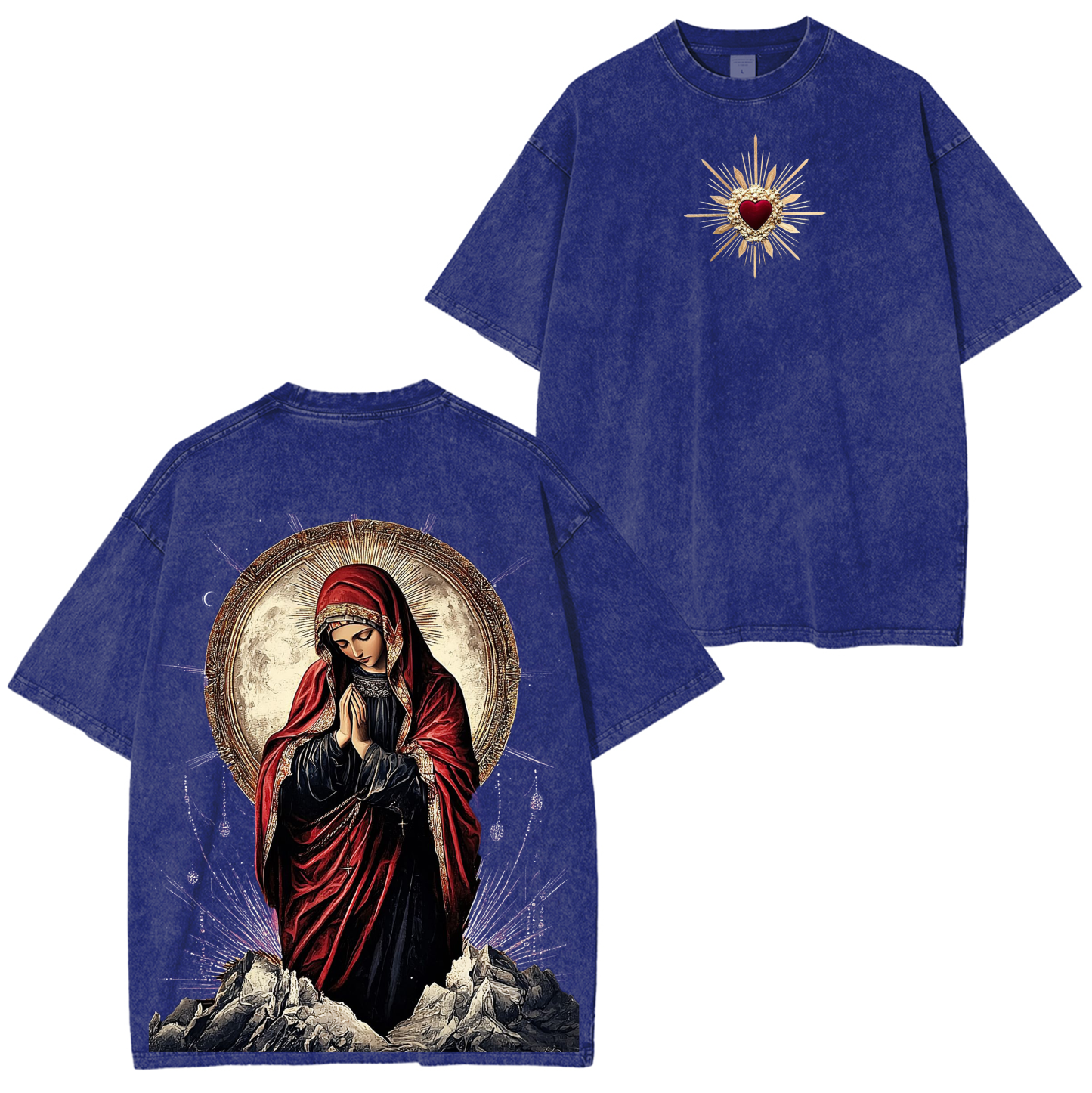 Sacred Heart Virgin Mary Unisex Washed T-Shirt