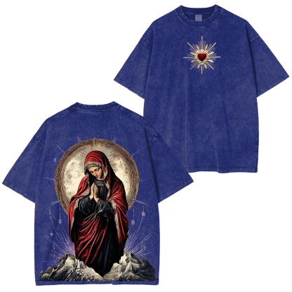 Sacred Heart Virgin Mary Unisex Washed T-Shirt
