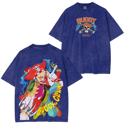 One Piece Buggy Anime Unisex Washed T-Shirt