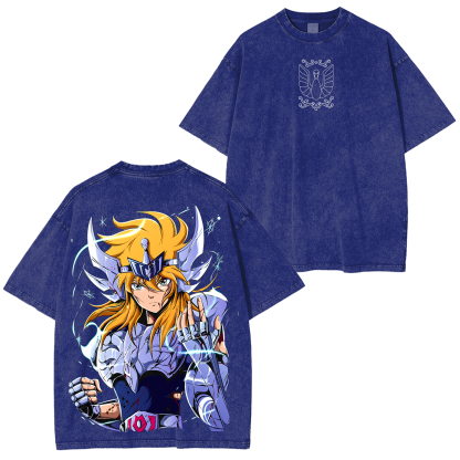 Cygnus Hyoga Saint Seiya  Anime Unisex Washed T-Shirt