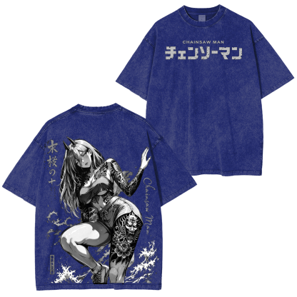 Power ChainsawMan Anime Unisex Washed T-Shirt