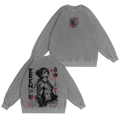 Attack on Titan Eren Jeager Washed T-shirt/Crewneck/Hoodie