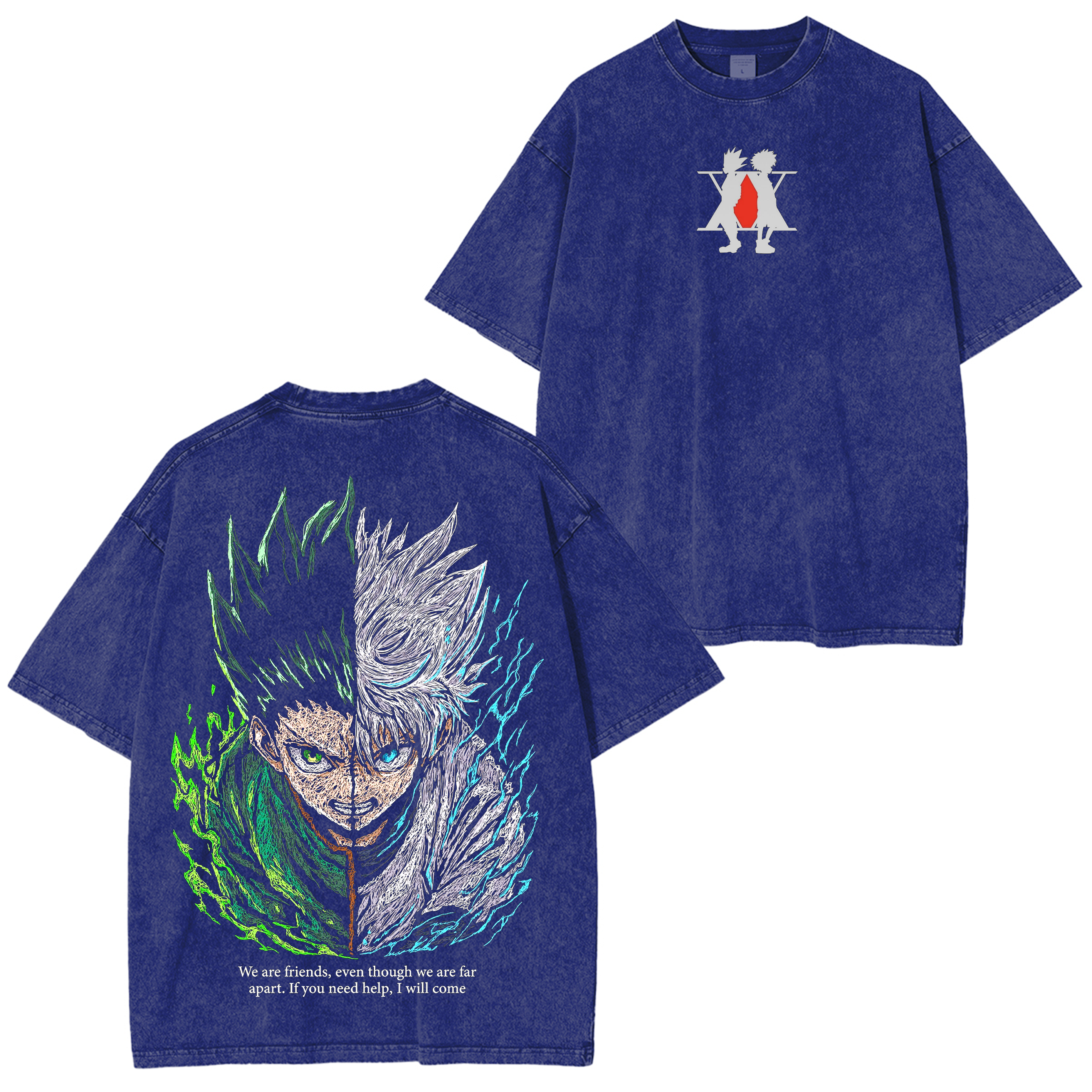 Hunter x Hunter Gon figure and Killia Zoldyck Anime Washed T-shirt/Crewneck/Hoodie