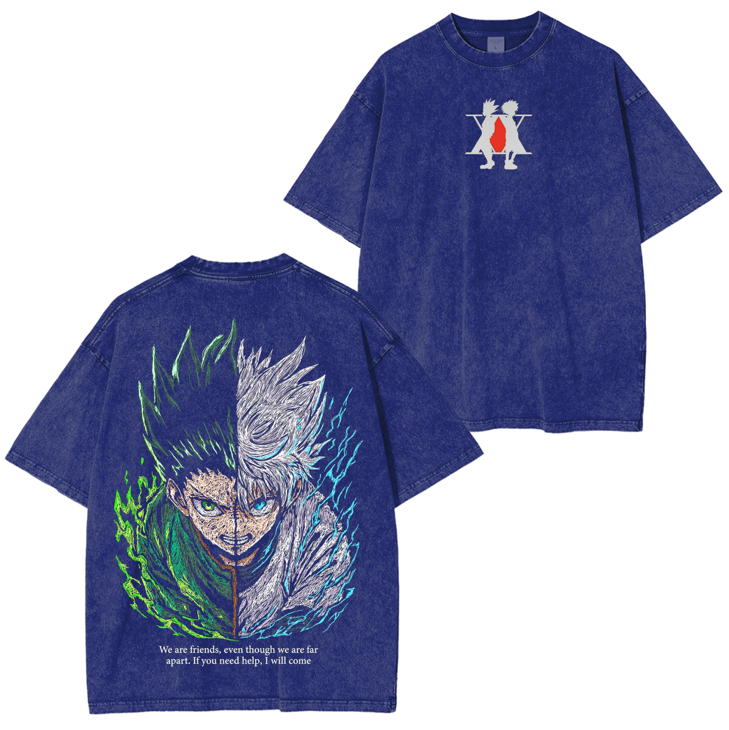 Hunter x Hunter Gon figure and Killia Zoldyck Anime Washed T-shirt/Crewneck/Hoodie