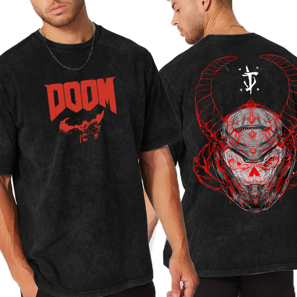 DOOM Tattoo Art Vintage Washed Unisex T-Shirt