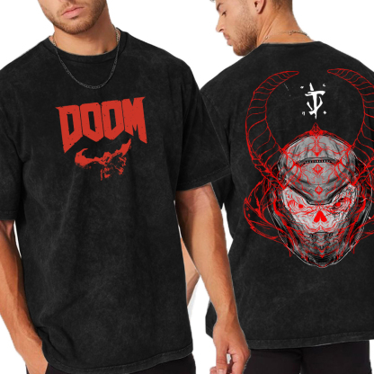 DOOM Tattoo Art Vintage Washed Unisex T-Shirt