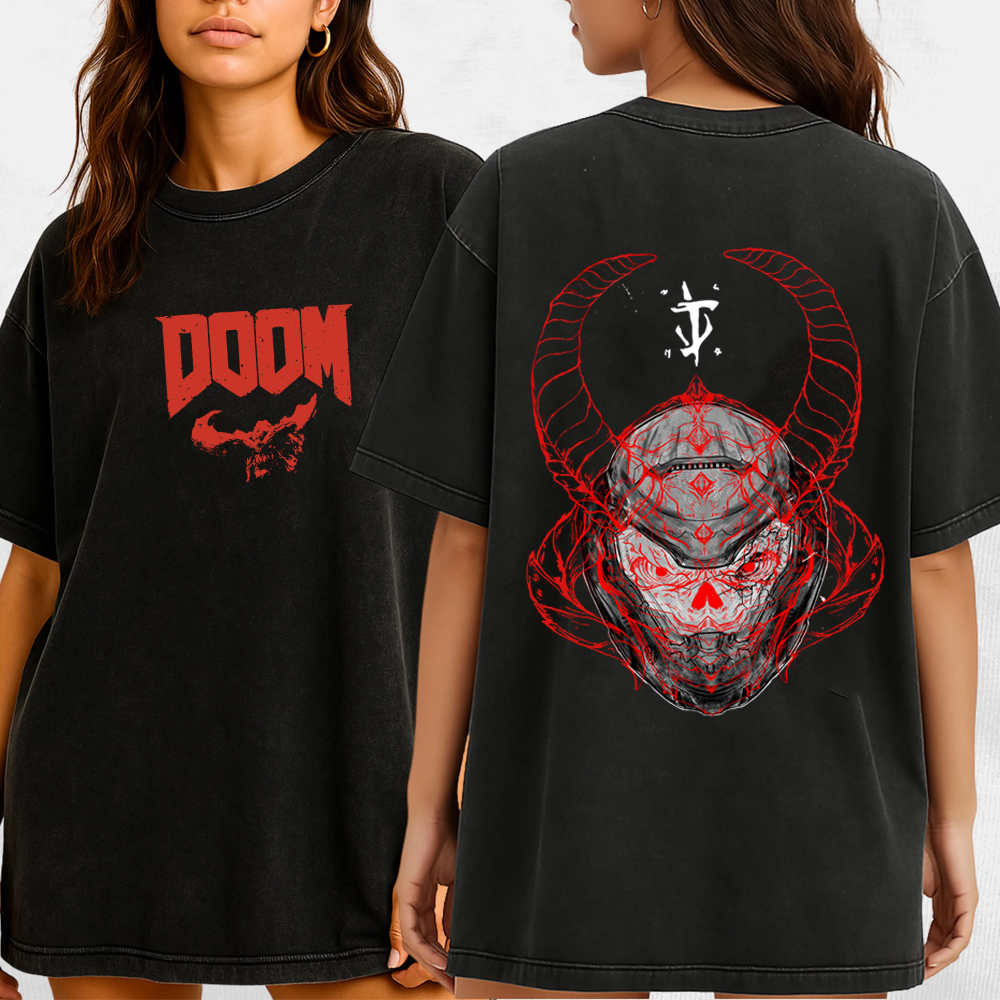 DOOM Tattoo Art Vintage Washed Unisex T-Shirt