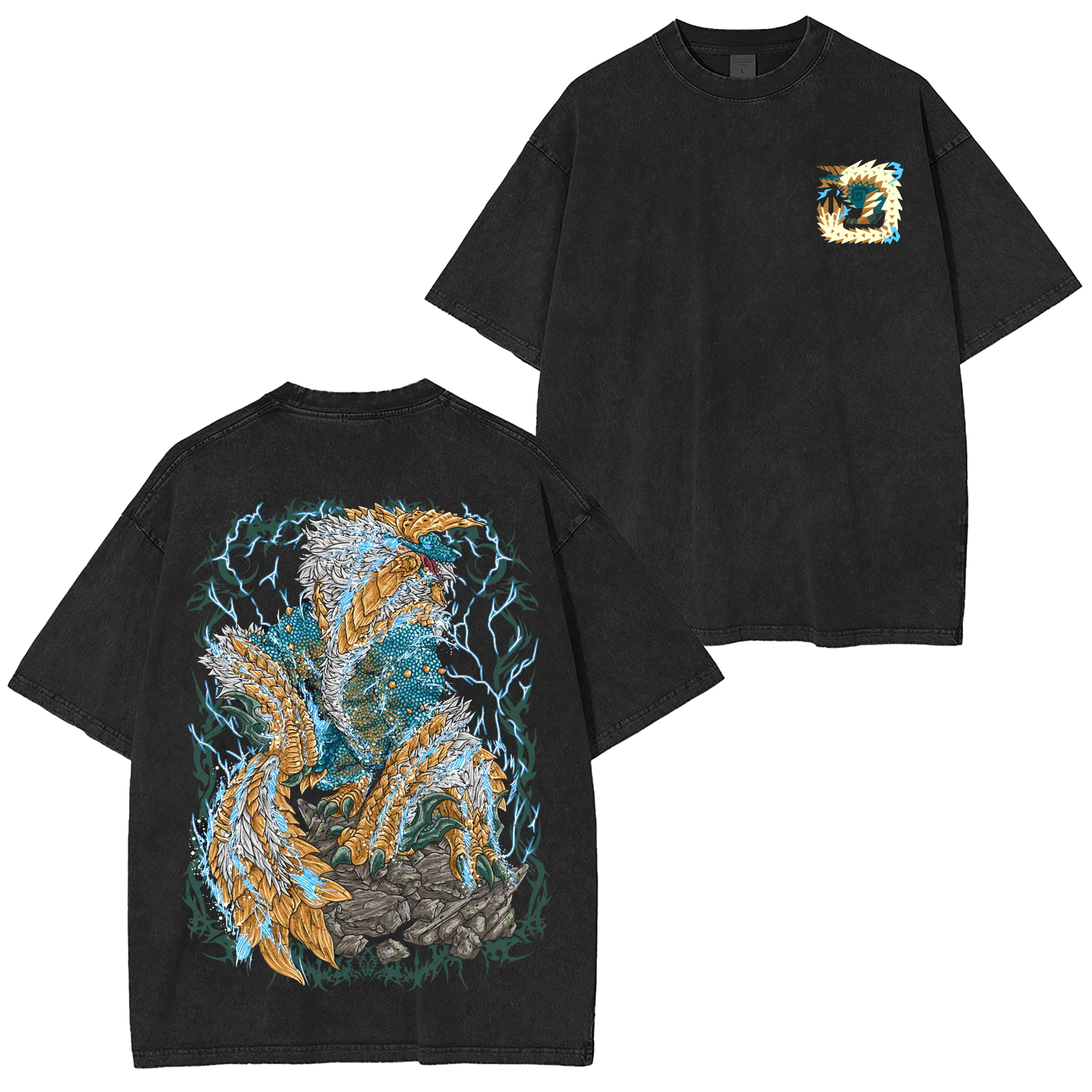 Zinogre the Thunder Wolf  Unisex Washed T-Shirt