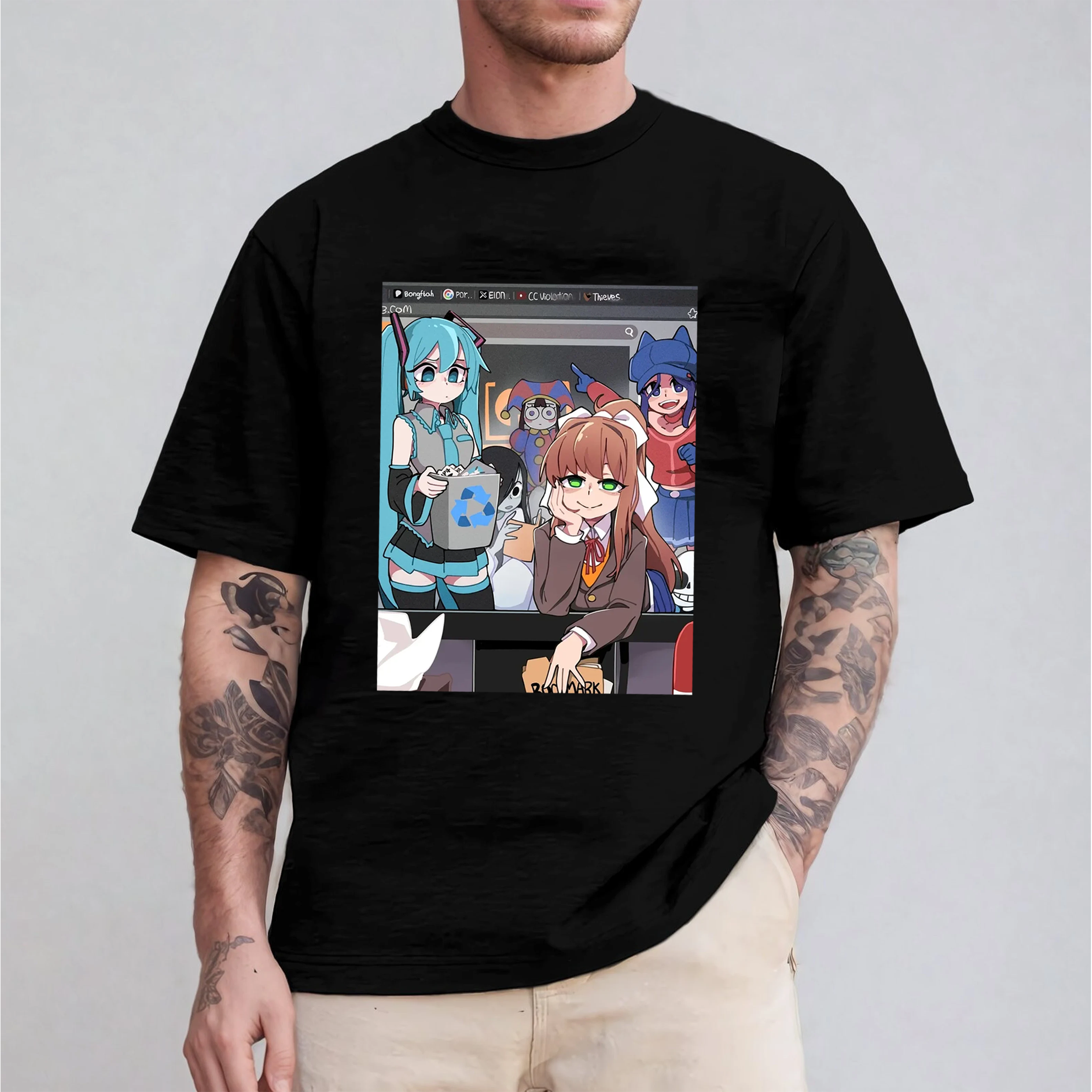Miku and Doki Doki Literature Club Unisex T-shirt/Crewneck/Hoodie