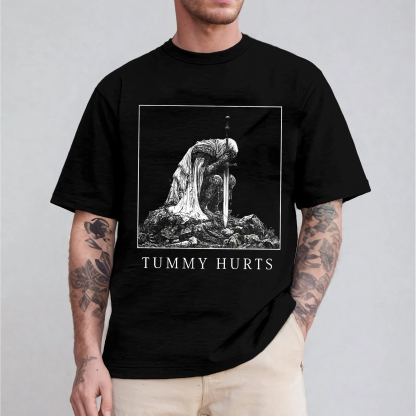 Tummy Hurts Medieval Knight Dark Humor art Unisex T-shirt/Crewneck/Hoodie