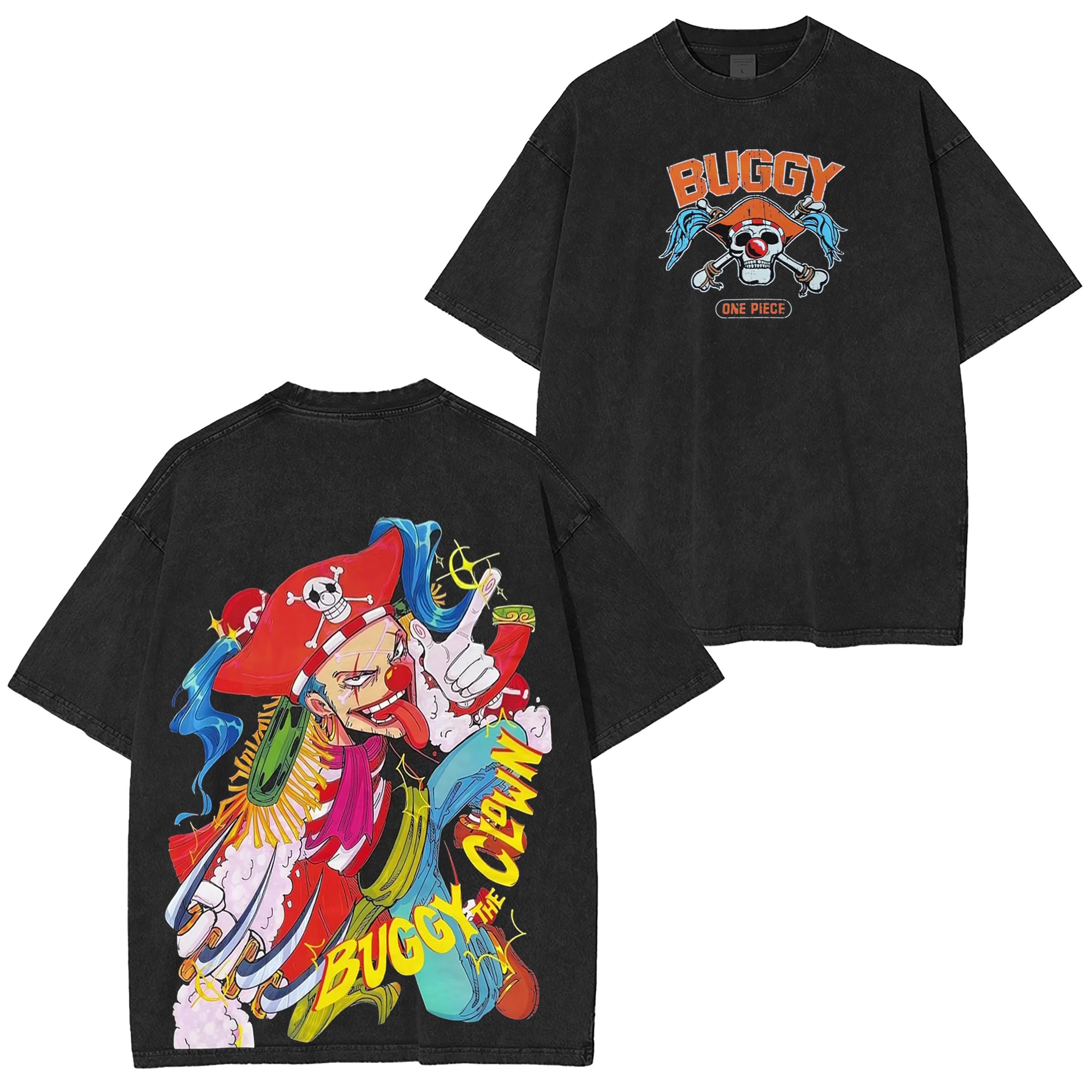 One Piece Buggy Anime Unisex Washed T-Shirt