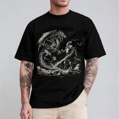 Dragon and Knight Shirt Dark Fantasy Graphic Unisex T-shirt/Crewneck/Hoodie