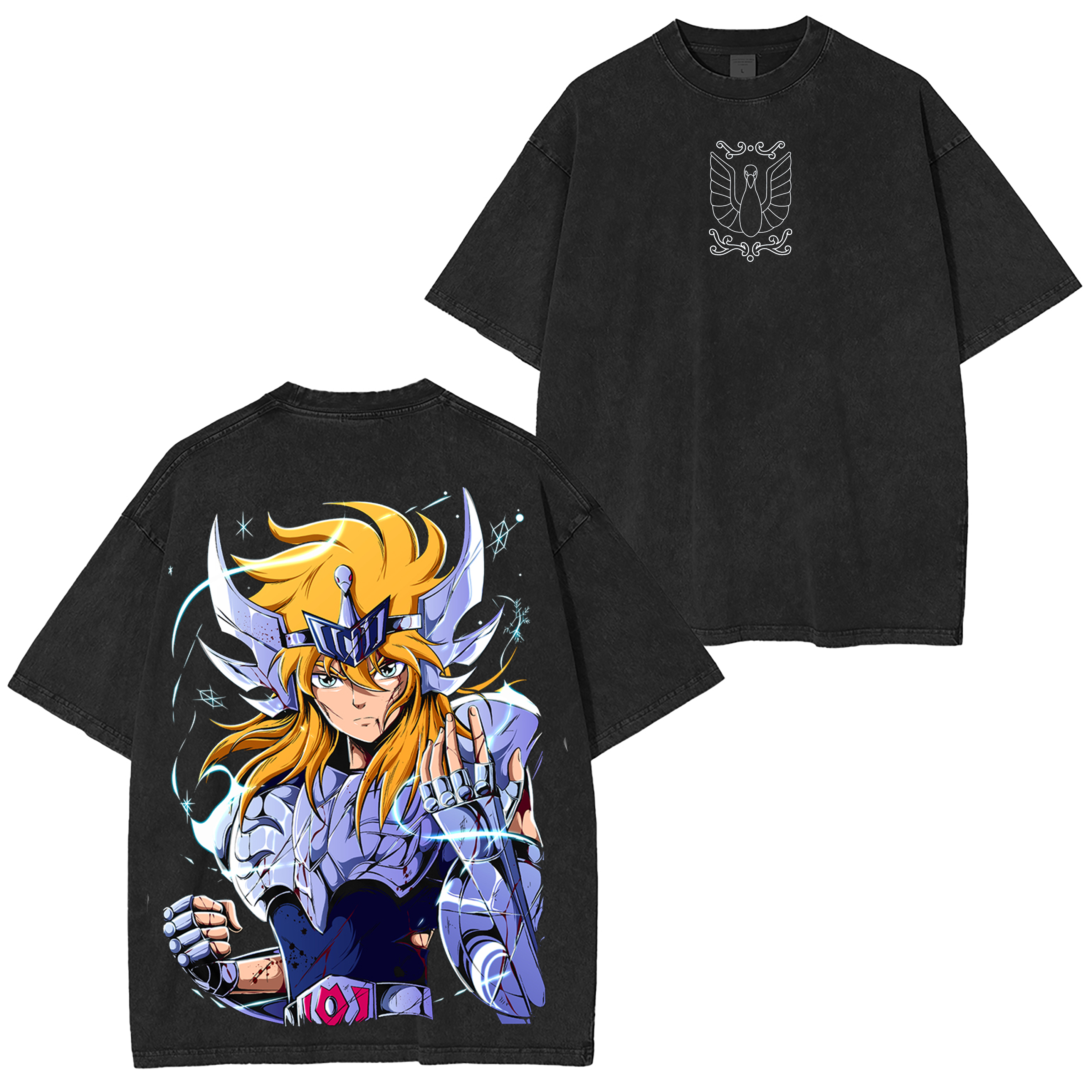 Cygnus Hyoga Saint Seiya  Anime Unisex Washed T-Shirt