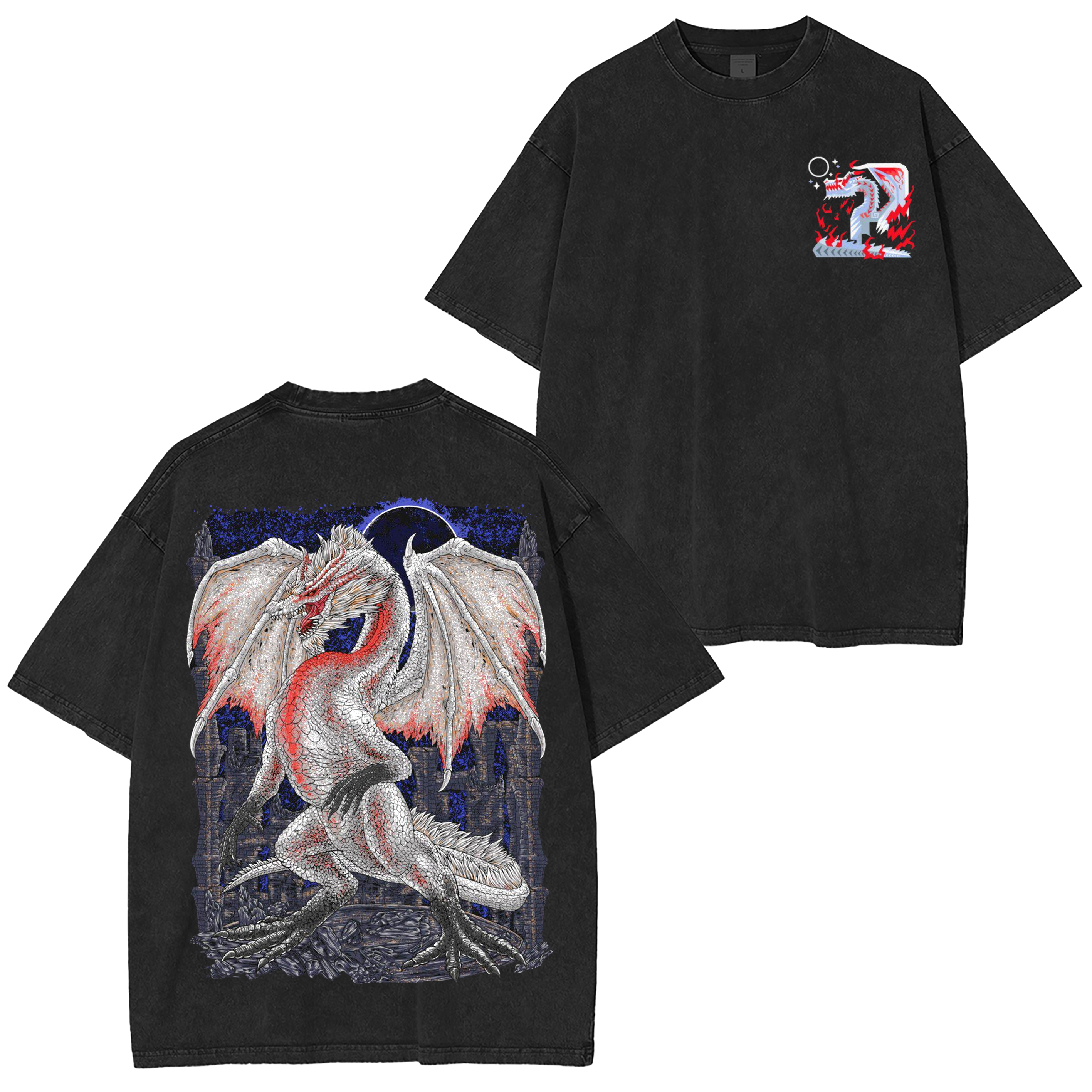 White Fatalis Monster Hunter Unisex Washed T-Shirt