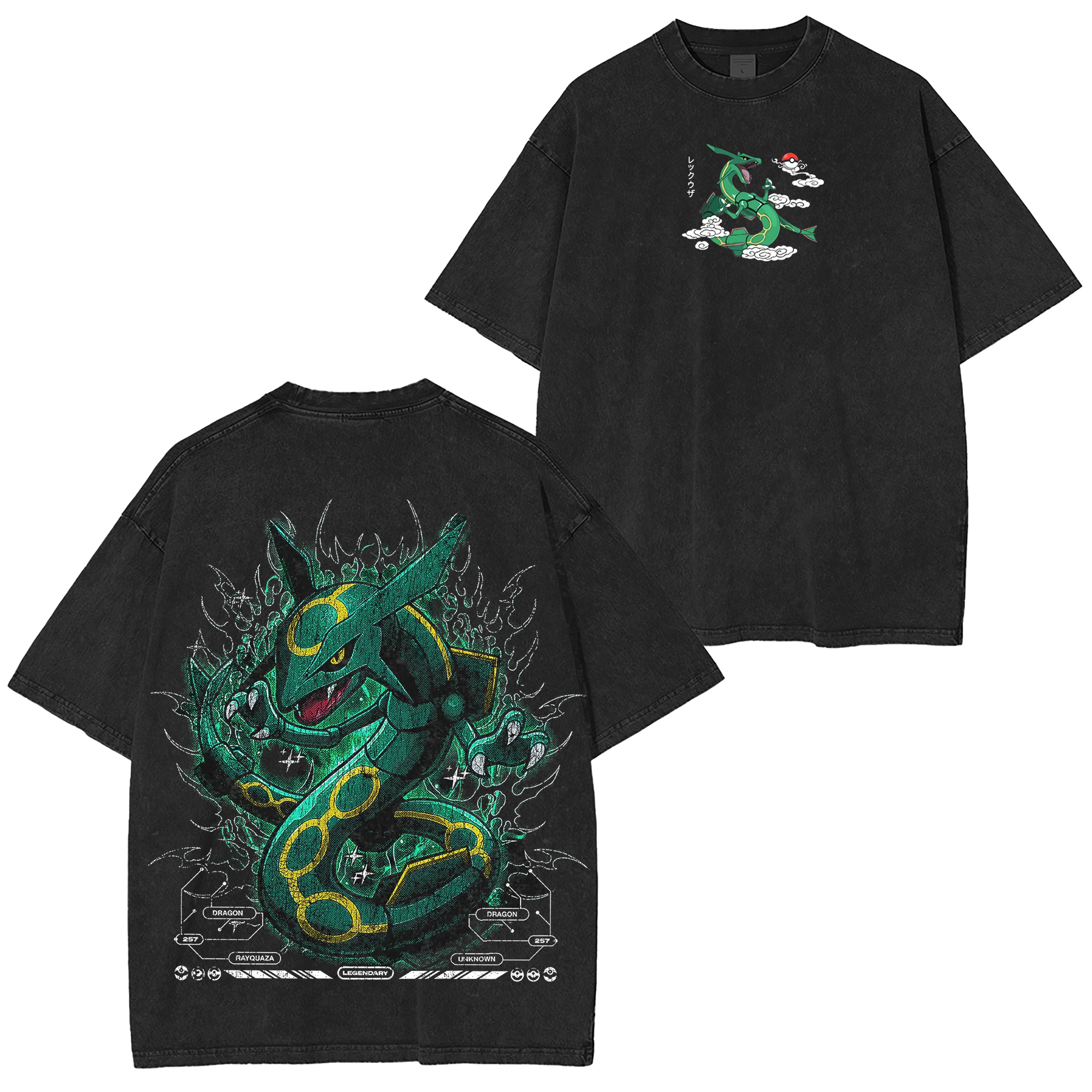 Rayquaza Pokemon Washed T-shirt/Crewneck/Hoodie