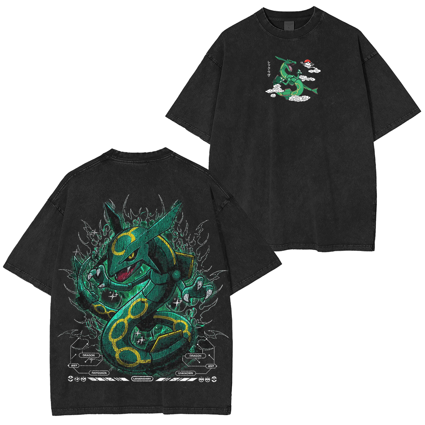 Rayquaza Pokemon Washed T-shirt/Crewneck/Hoodie