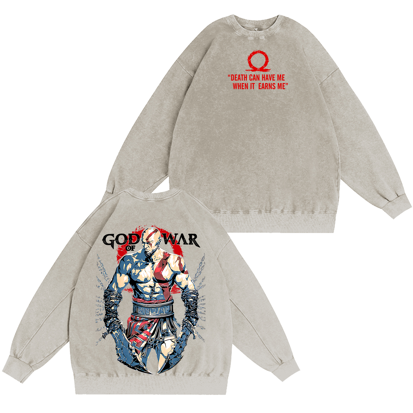 Kratos God of War Washed T-shirt/Crewneck/Hoodie