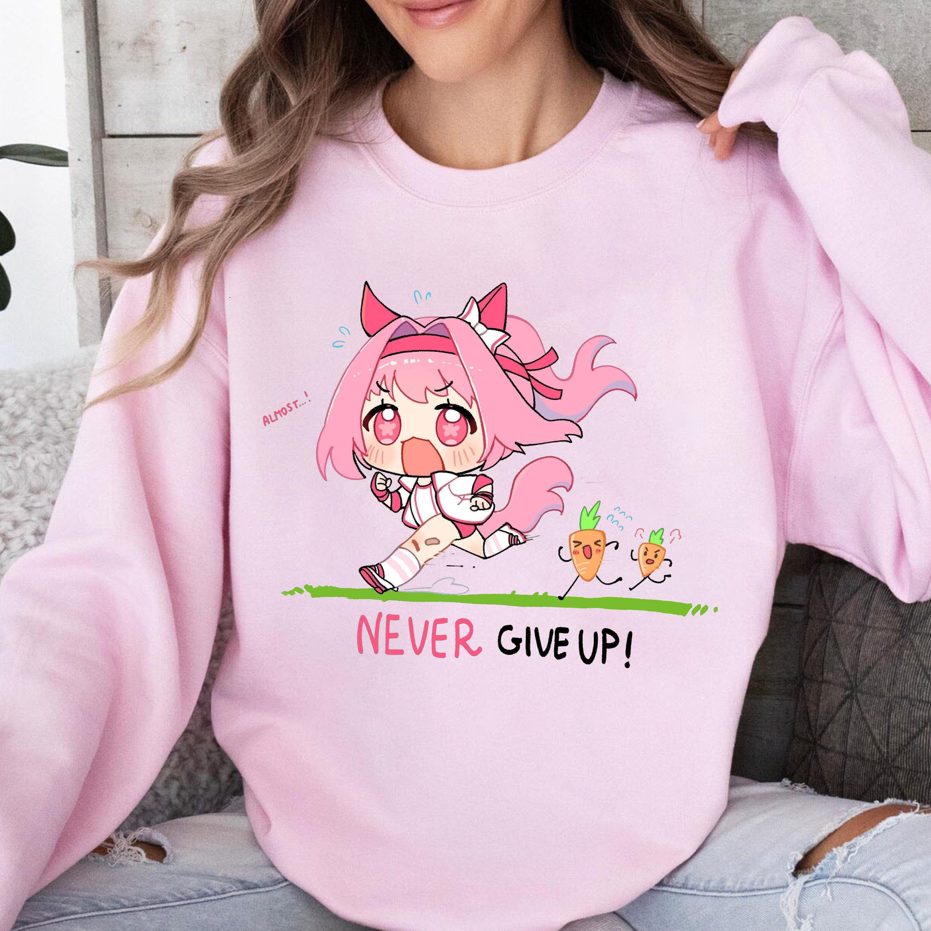 Never give up! Haru Urara Uma Musume Unisex Shirts/Crewneck/Hoodie